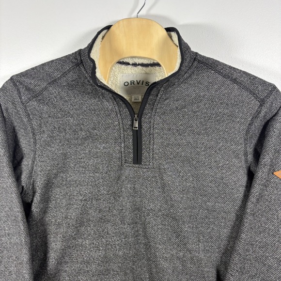Orvis Other - Orvis Mens XL Sherpa Lined Quarter Zip Pullover Textured Knit Grey